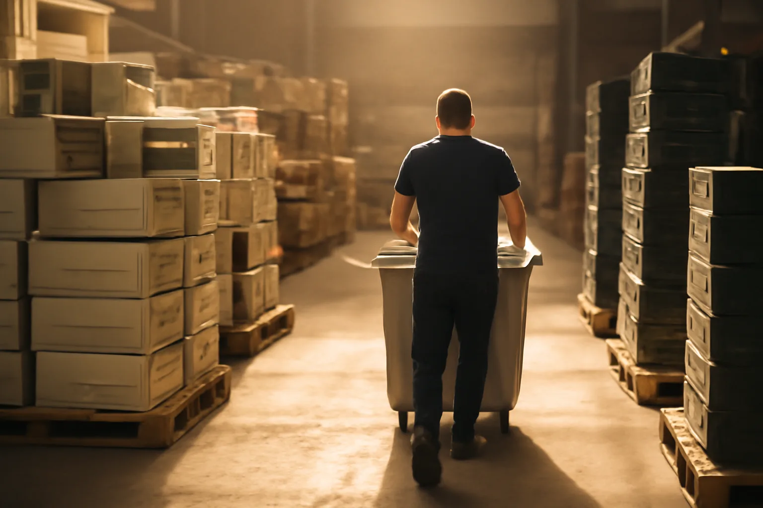 Pallets of old computers in a Jacksonville warehouse for Florida ITAD