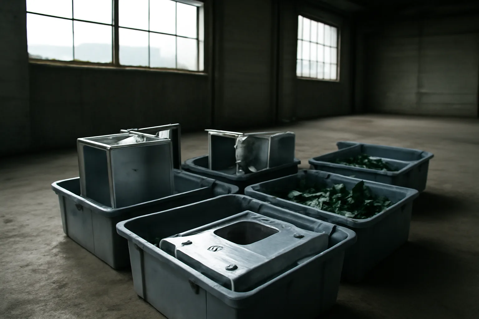 Bare computer chassis staged in a Boise warehouse for e-waste ITAD