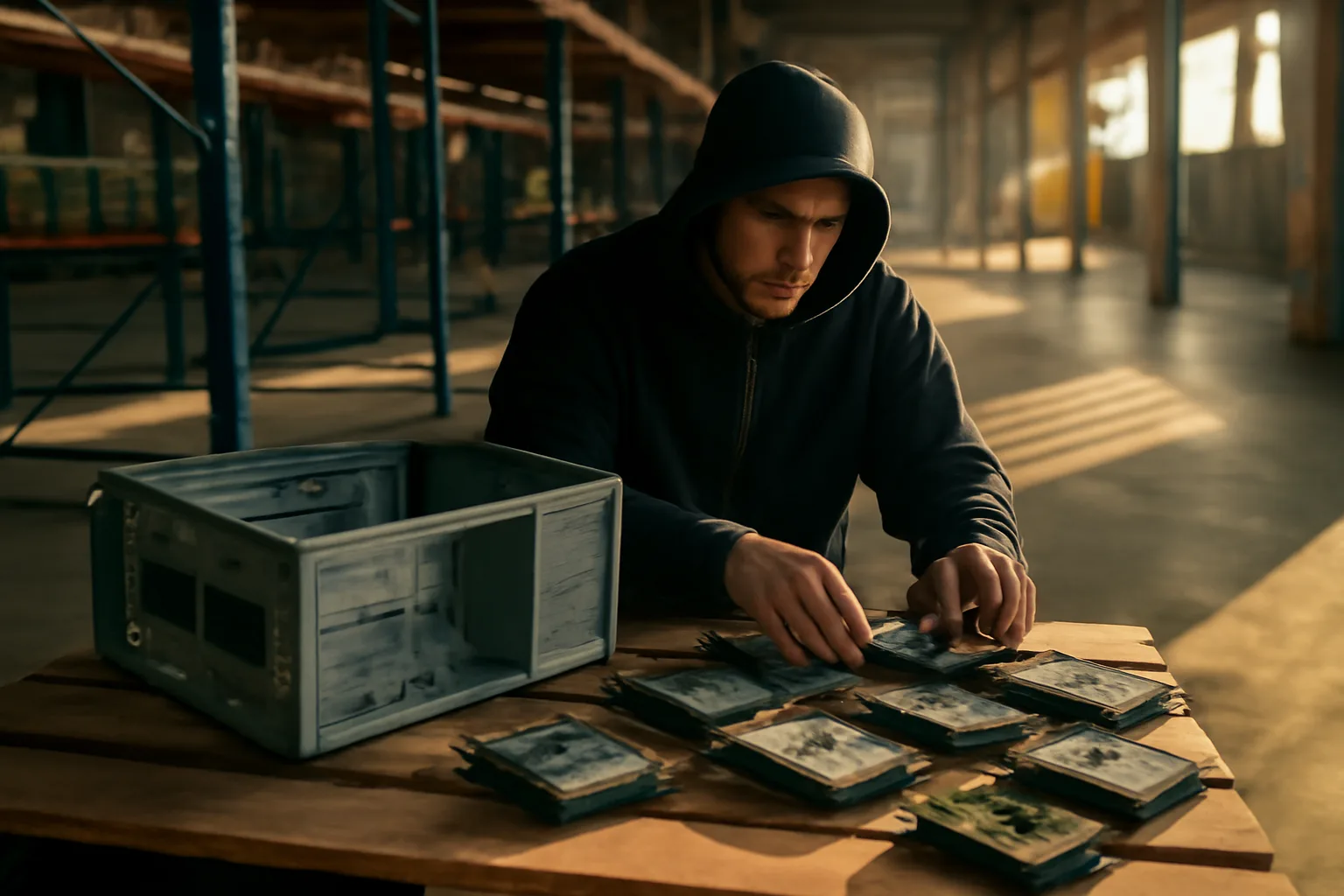 Worker sorting hard drives in a Connecticut e-waste ITAD warehouse