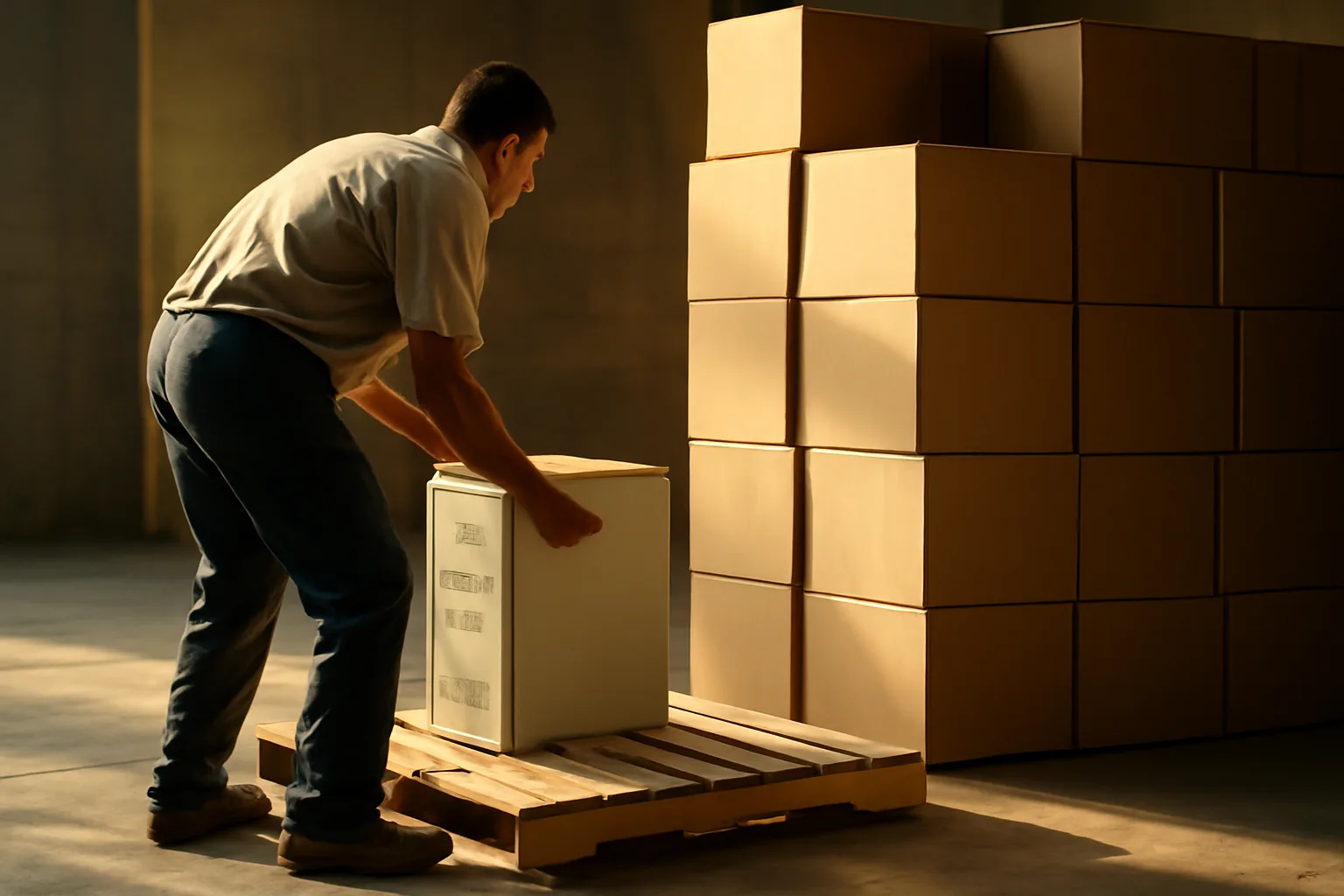 Worker lifting a computer tower in a Georgia ITAD warehouse