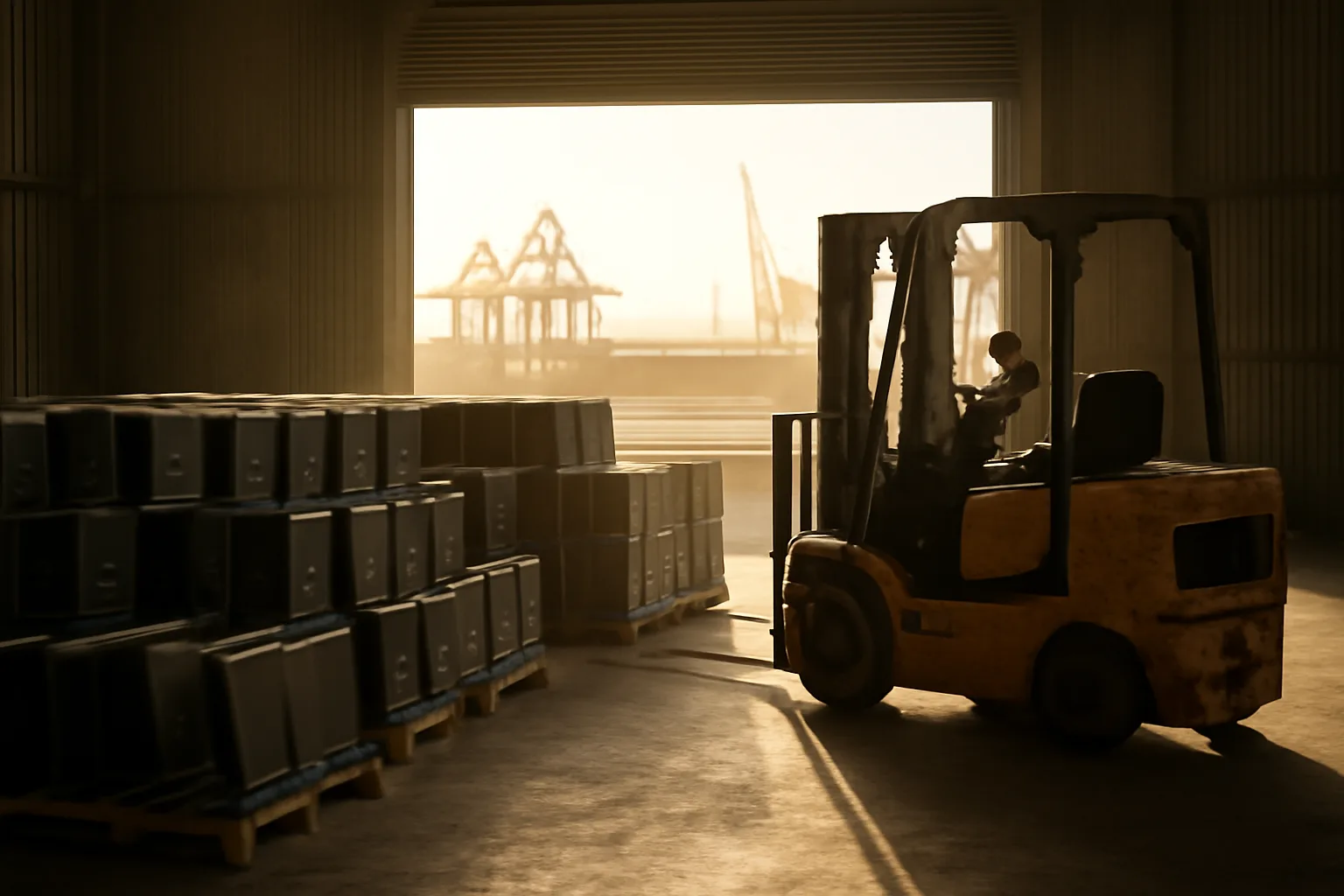 Palletized computers in an Oahu warehouse for Hawaii e-waste ITAD